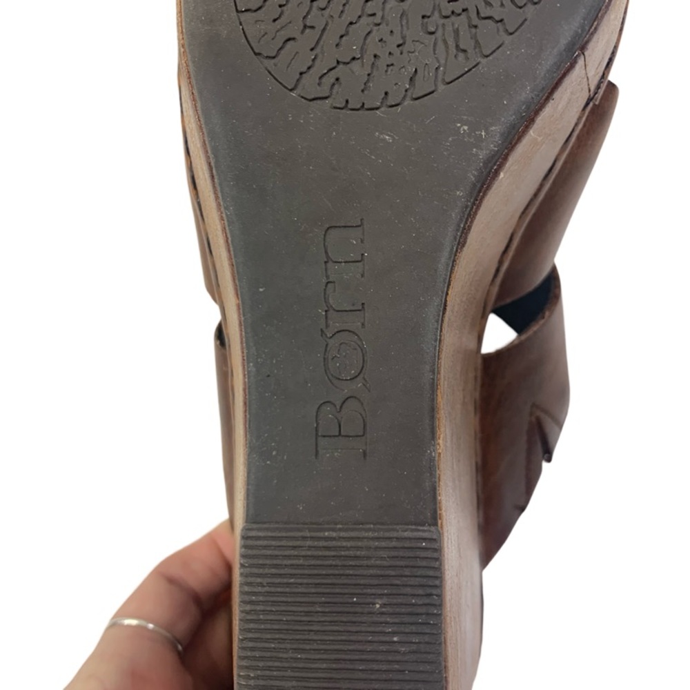 BORN Brown Amalia Wrapped Wedge Slide Sandals - Picture 10 of 13